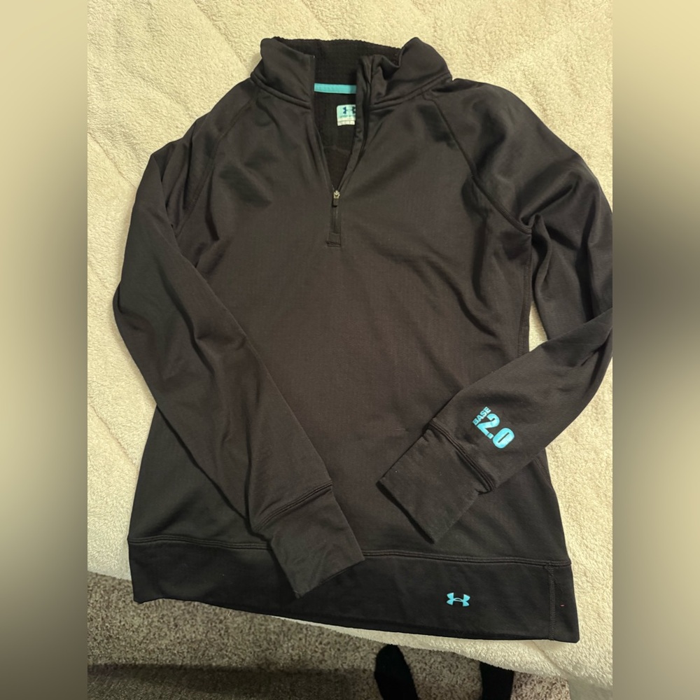Under Armour Black Fitted Hoodie with Blue Trim